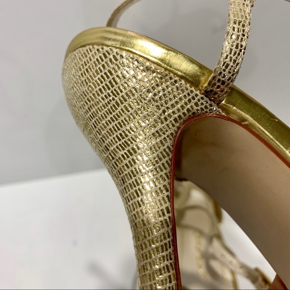 Caparros Gold Reptile Strappy Heeled Sandal - Picture 6 of 9